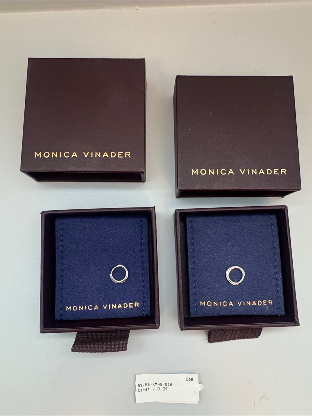 MONICA VINADER Riva
Diamond Sterling Silver Mini Huggie Hoop Earrings Pouch Box